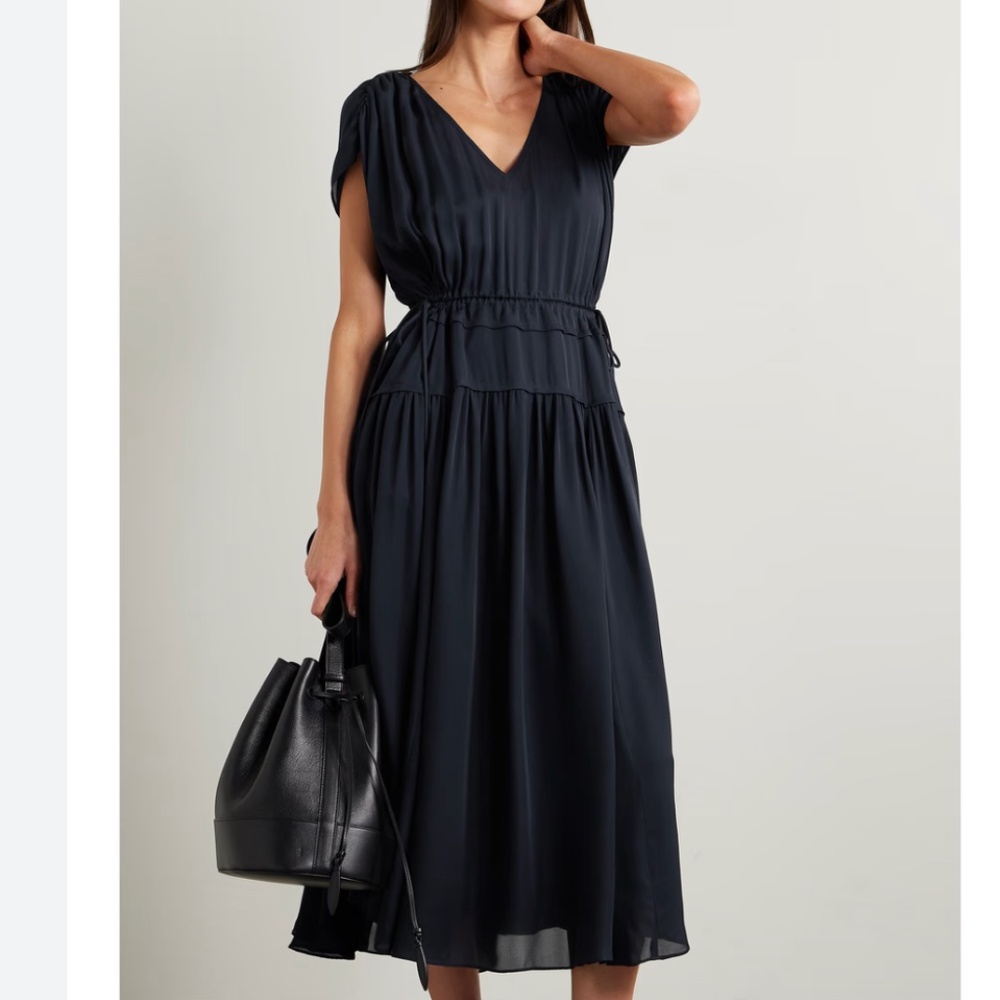 La Ligne Natalie gathered silk-chiffon midi dress size XS